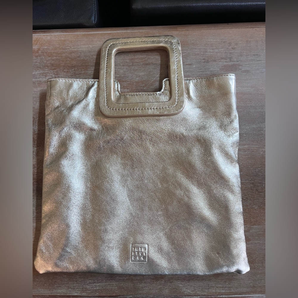 TMRW STUDIO Gold Fold Over Leather 3-in-1 Clutch Crossbody Handle Bag